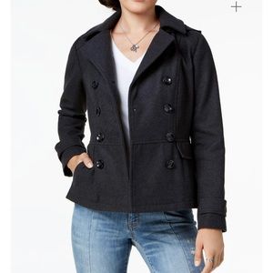 Celebrity Pink Charcoal Double Breasted Pea Coat